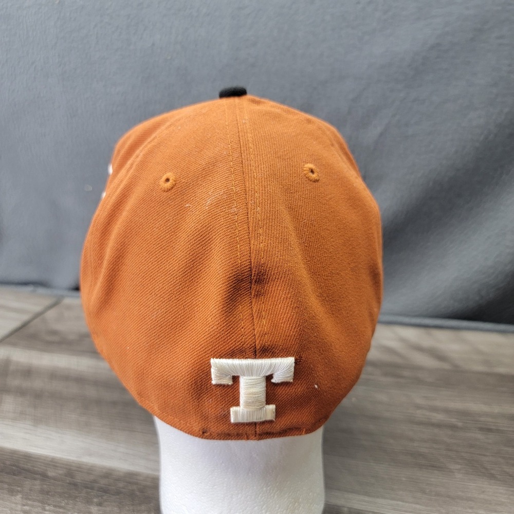 Texas Longhorns Hat Cap Fitted Mens 7 1/2 Black Orange NCAA Football New Era - Picture 3 of 6